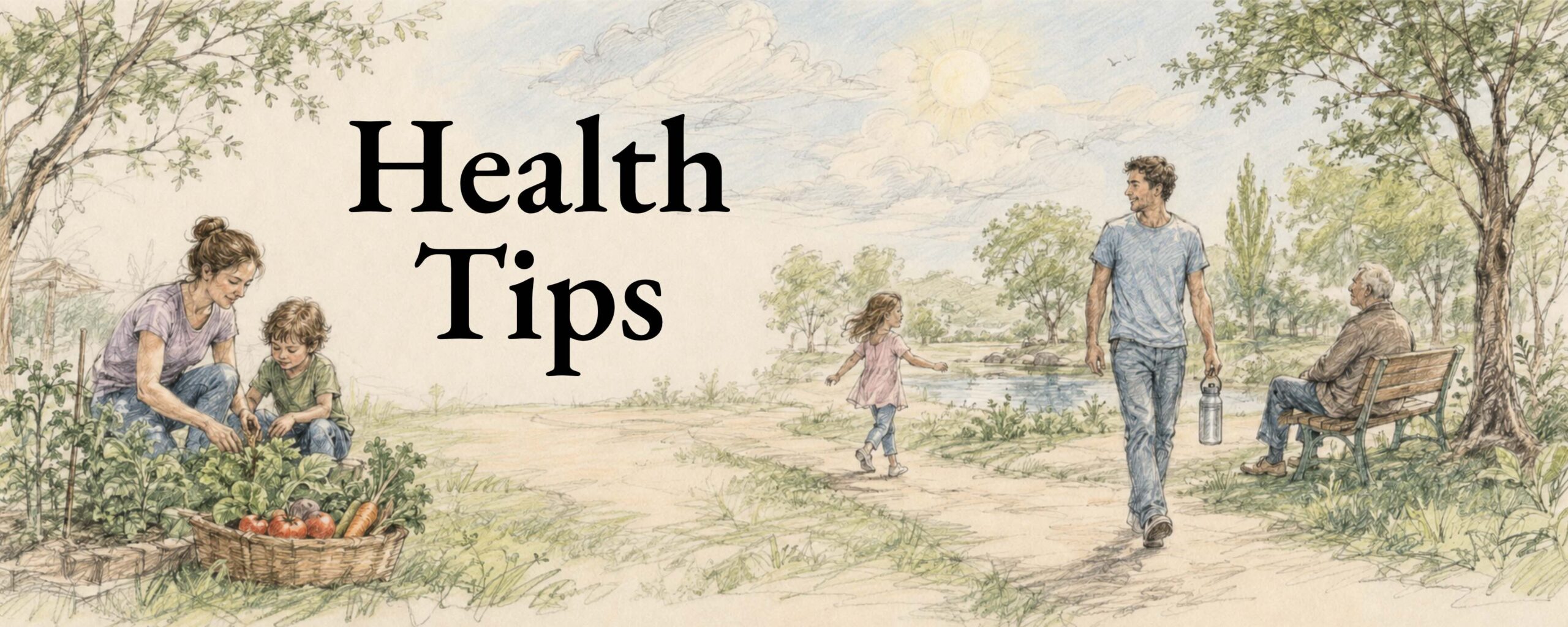 health tips banner with title